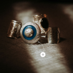 Bague Touareg en argent gravée pierre Lapis